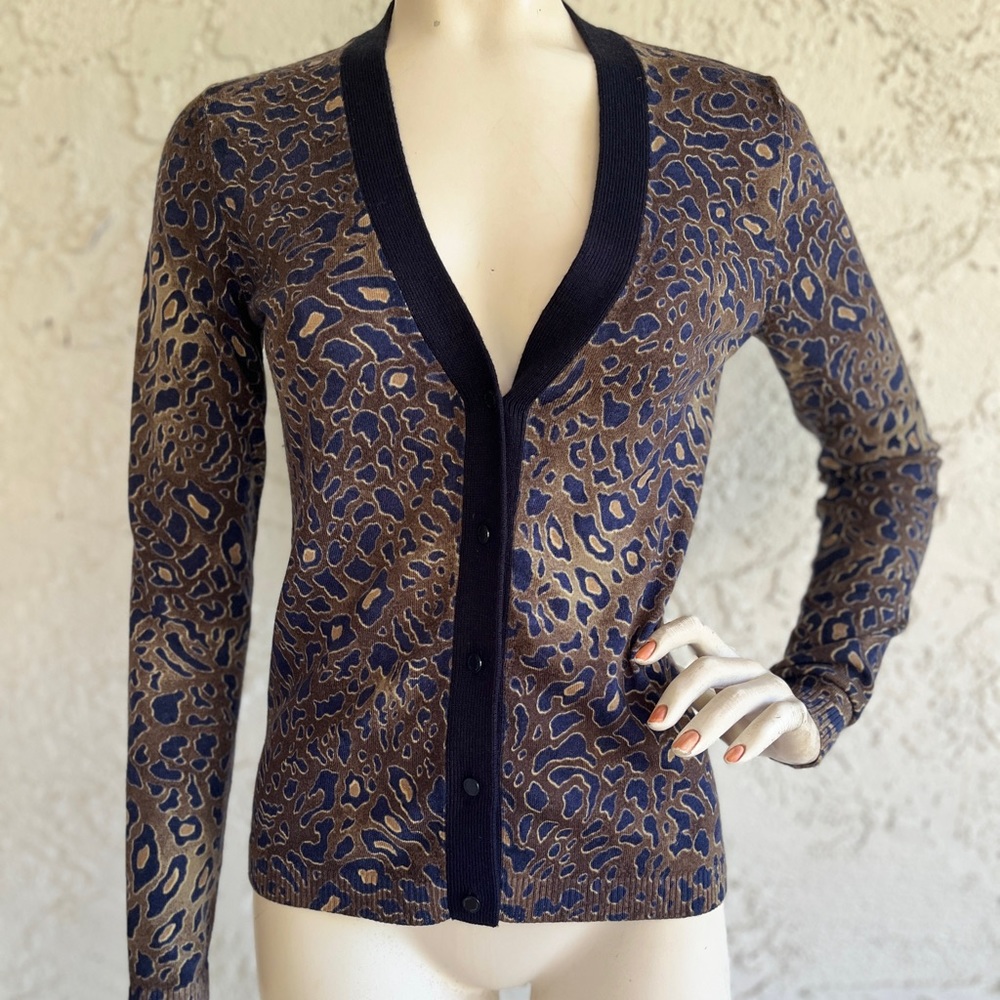 TORY BURCH Sweater 100% Merino Wool Long Sleeve Button Front Cardigan Size S